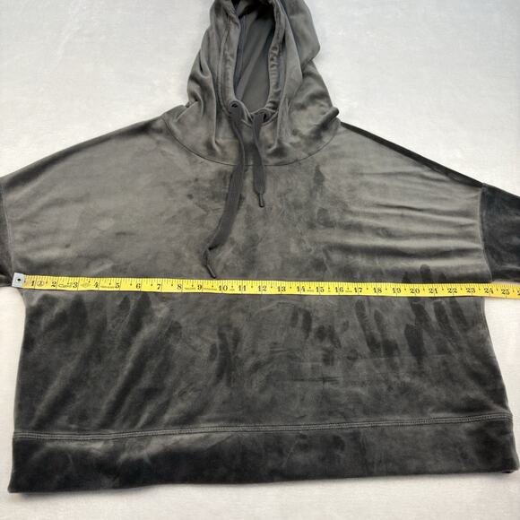 OFFLINE Aerie After Party Velour Oversized Crop Hoodie Sweatshirt Gray Size M - Picture 11 of 13